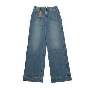 Ann Mashburn Coco Patch Pocket Jean Women's 29 Indigo Stretch Wide Leg Western